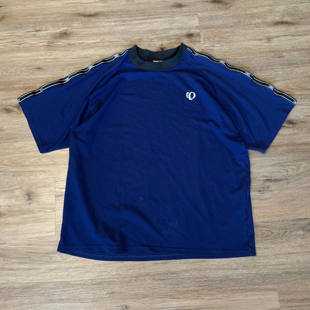 Vintage 90s Pearl Izumi Cycling Jersey Blue Logo Tape Athletic Shirt - Mens XL